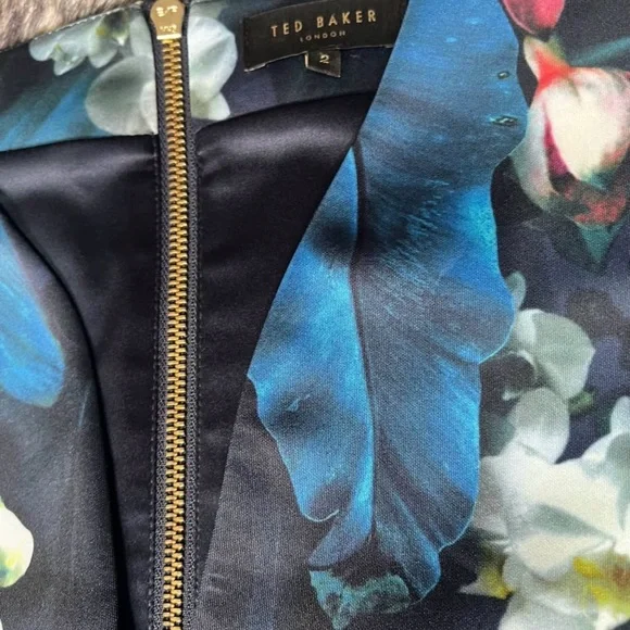 Ted Baker Navy Floral Midi Dress - Picture 2 of 9